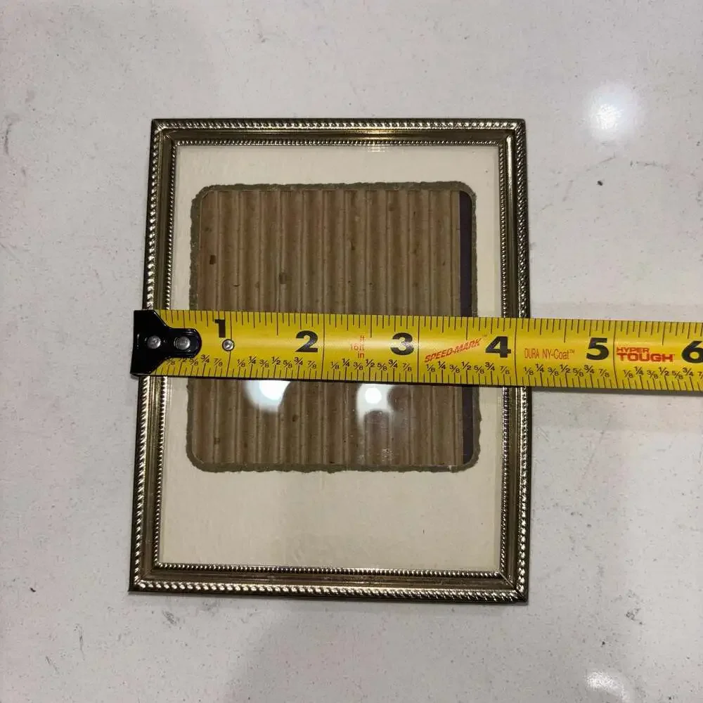 Vintage Gold-Tone Metal Tabletop Picture Frame with Ornate Beaded Detail